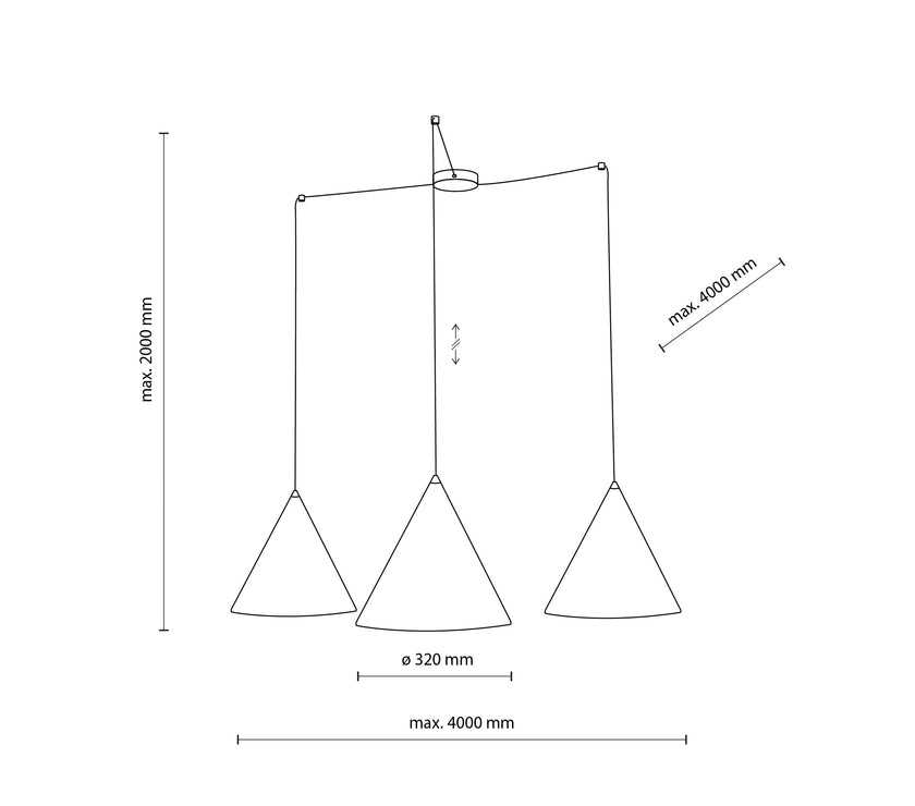 CONO Black Modern Minimalist  Suspension Light 3