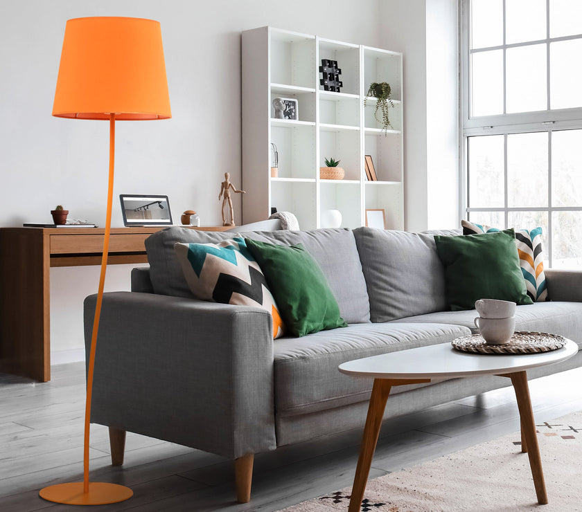 NICOLA Orange Mid-Century Modern Floor Lamp