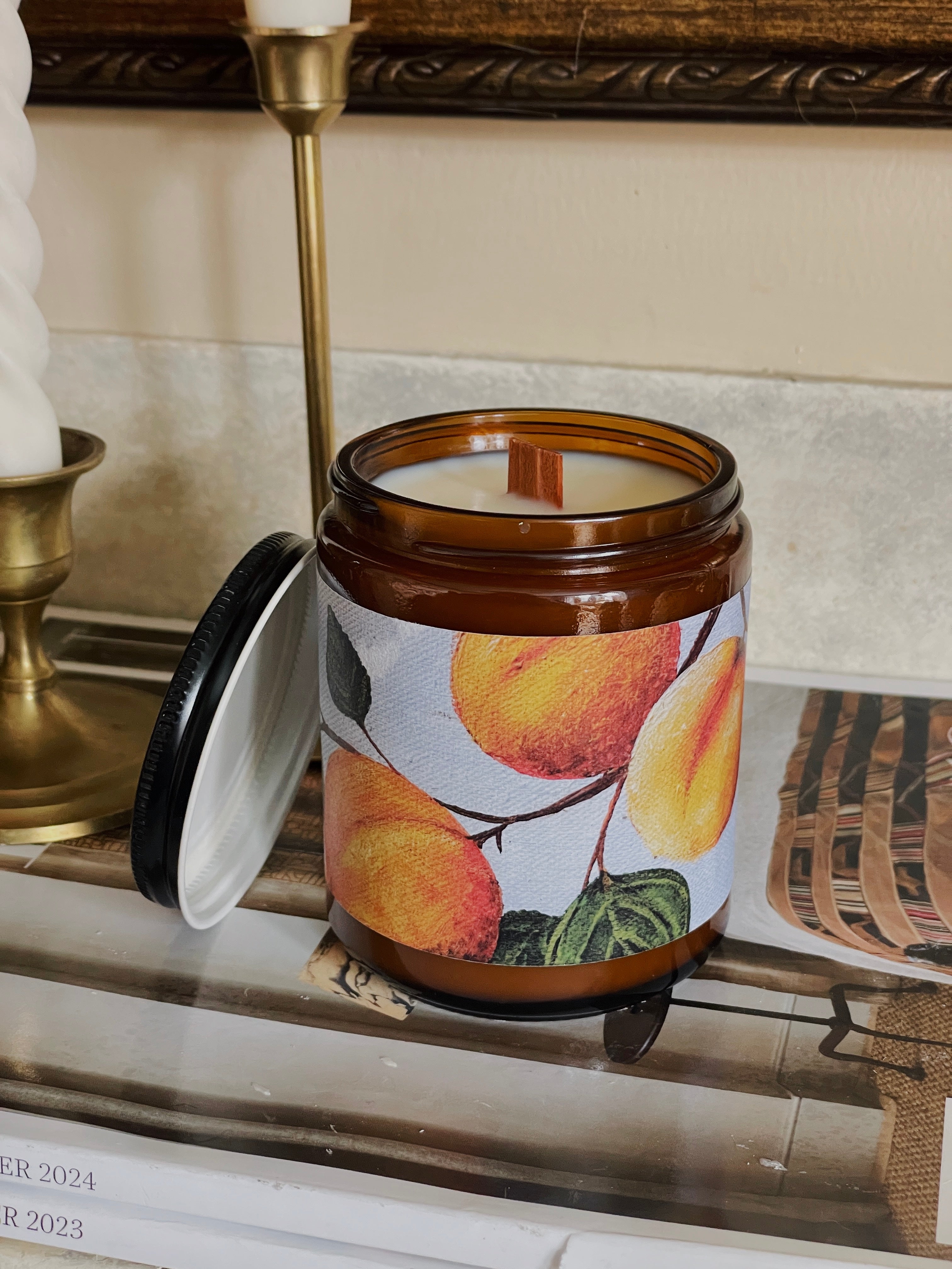8oz Apricot and Mahogany *Artist Made Label Eloise and Oliver Scented Candle art-noise.myshopify.com 8oz-apricot-and-mahogany-artist-made-label