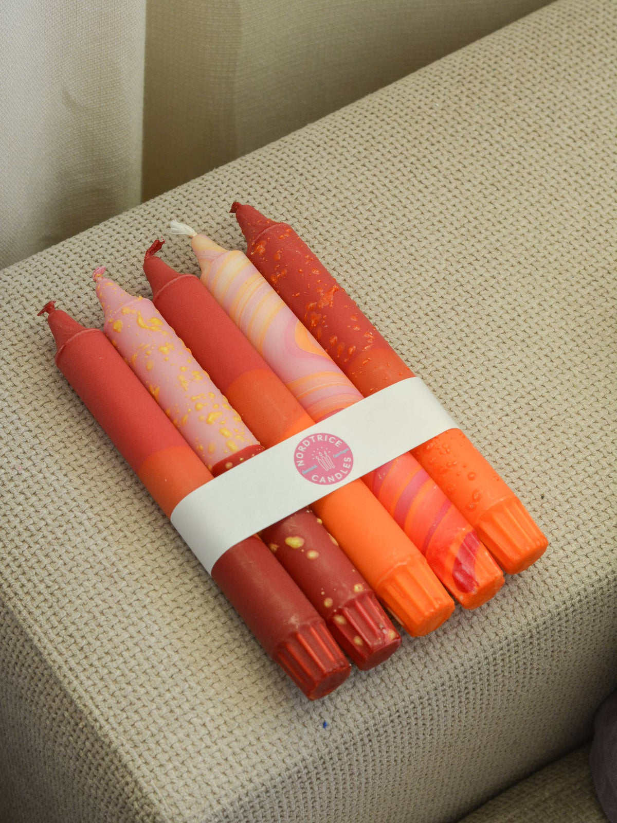 Taper candles- 5 pack/ Taper Candles Autumn Orange Mix