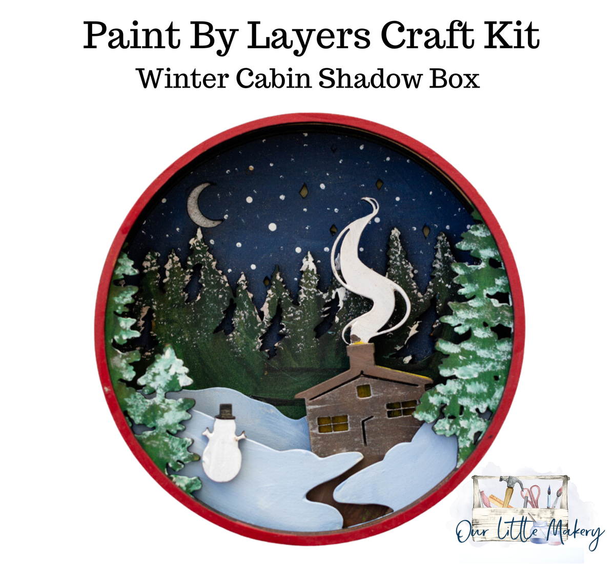 Winter Cabin Shadow Box Kit
