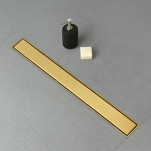 Architect Linear Shower Drain – 32" Linear Shower Drain with Leveling Feet, ABS Base Flange & LESSO Flush Bushing – Tile Insert & Grate Cover(UPC Certified)