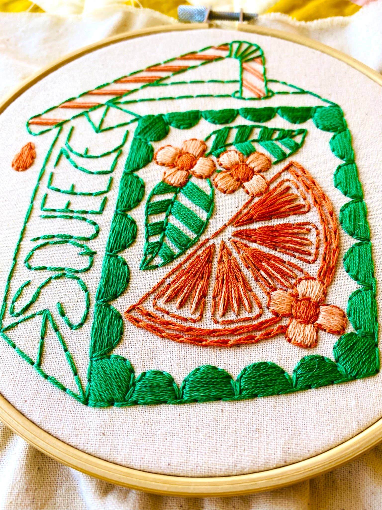 Orange Juice Box Complete Embroidery Kit