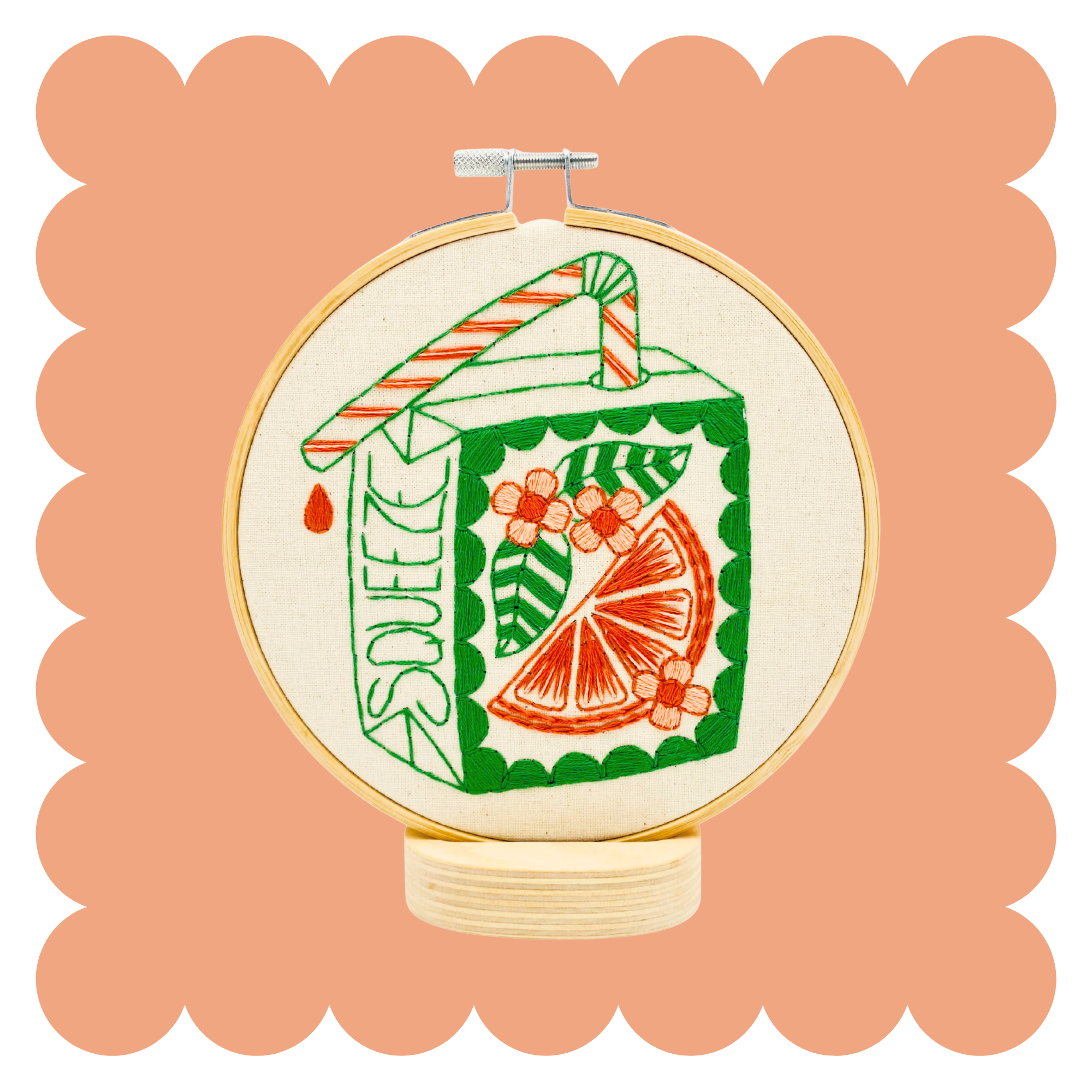 Orange Juice Box Complete Embroidery Kit