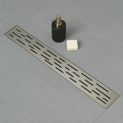 Architect Linear Shower Drain – 28" Linear Shower Drain with Leveling Feet, ABS Base Flange & LESSO Flush Bushing – Tile Insert & Grate Cover(UPC Certified)