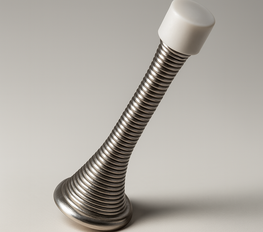 Spring Door Stop – Flexible Steel Coil with Rubber Tip, Silver/Black/Gold