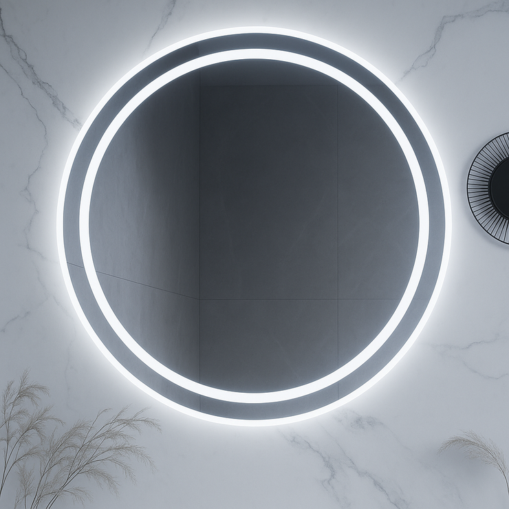 HaloLux Dual-Lit Round LED Vanity Mirror – Backlit + Front Glow | 24–32"
