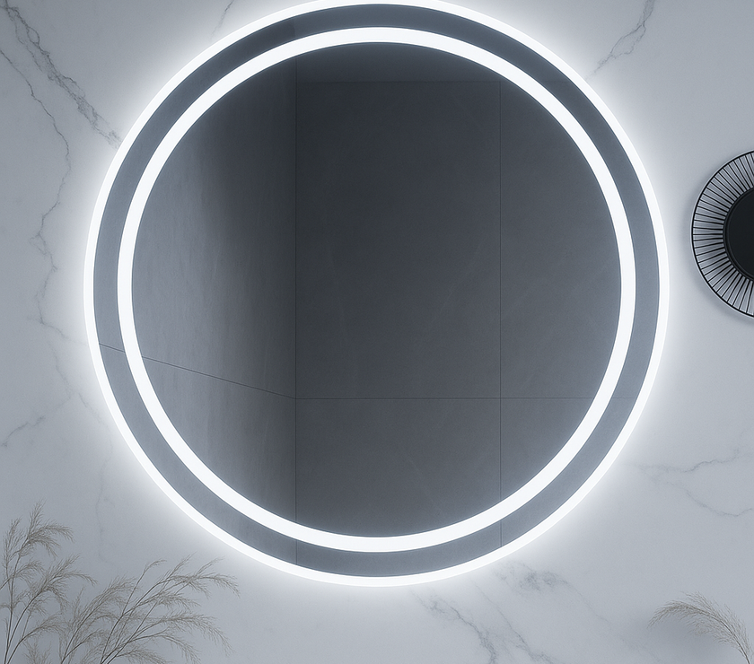 HaloLux Dual-Lit Round LED Vanity Mirror – Backlit + Front Glow | 24–32"