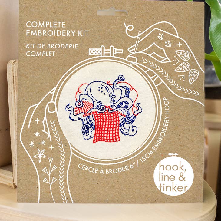 Hook, Line & Tinker - Knitting Octopus Embroidery Kit - Art Noise