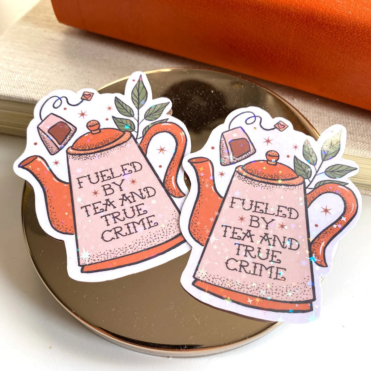  Tea and True Crime Sticker Cheeky Peach Designs Sticker art-noise.myshopify.com tea-and-true-crime-sticker