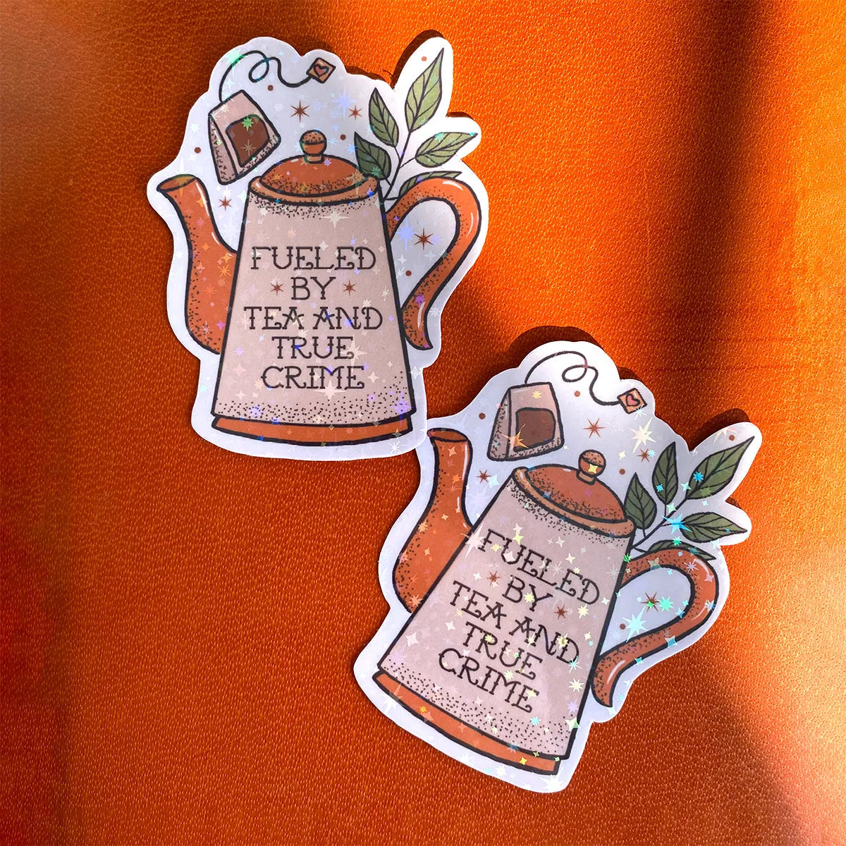 Tea and True Crime Sticker Cheeky Peach Designs Sticker art-noise.myshopify.com tea-and-true-crime-sticker