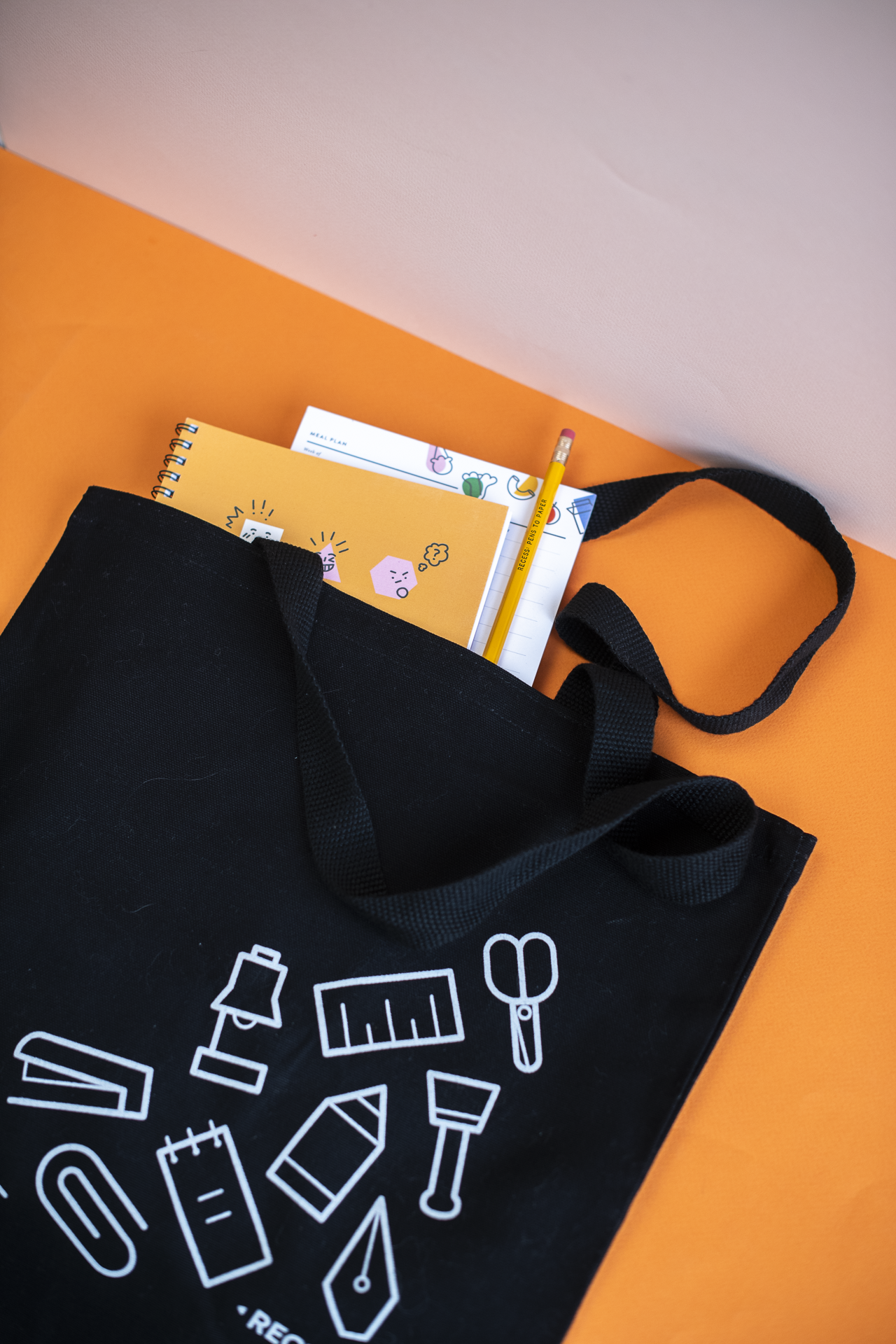 Tote Bag : Stationery Symbols : Black