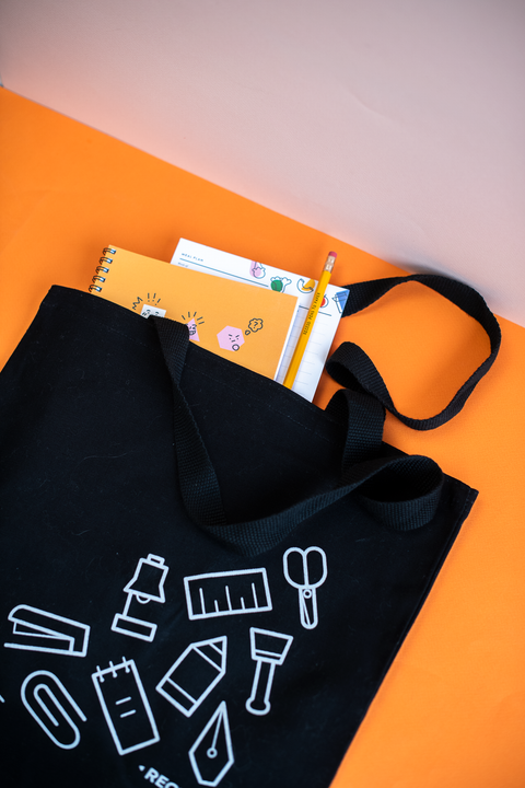 Tote Bag : Stationery Symbols : Black