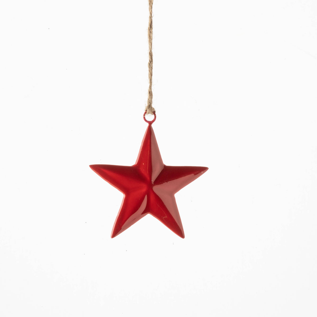 Red Enamel 3D star ornament, 4 in