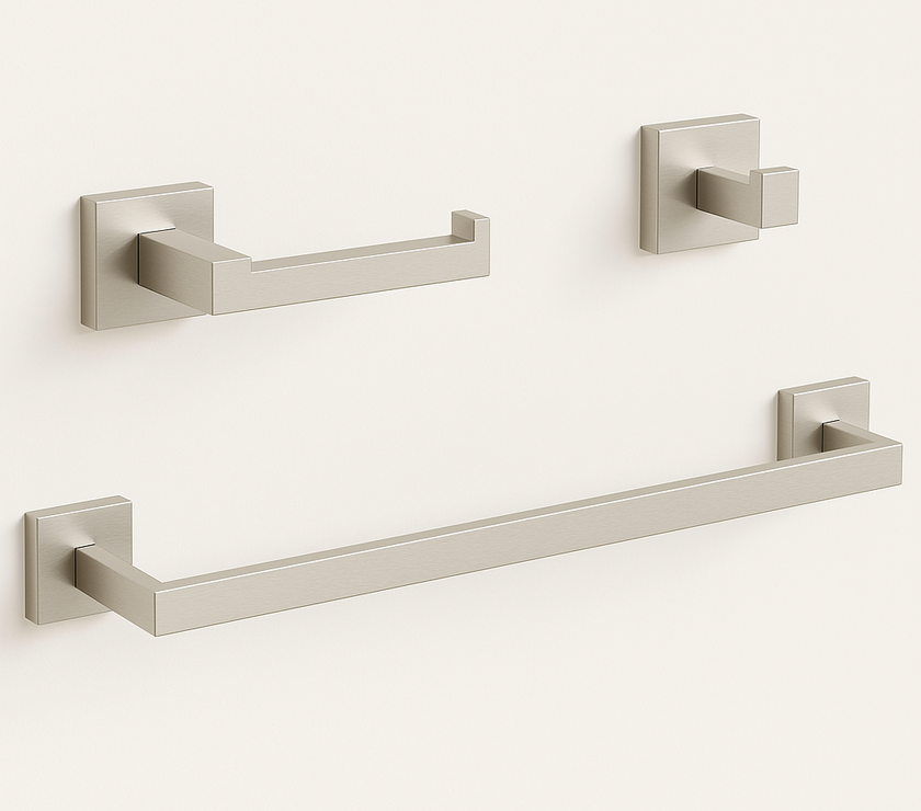 3-Piece Matte Black Bathroom Hardware Set – Towel Bar + Hook + TP