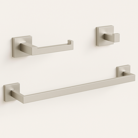 3-Piece Matte Black Bathroom Hardware Set – Towel Bar + Hook + TP