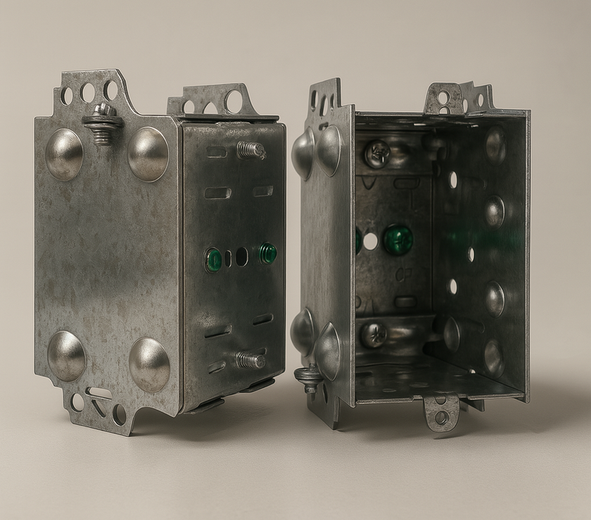 1‑Gang Gangable Electrical Box 3x2x2 ½ – Galvanized Steel, ETL Listed