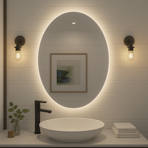 Noir Éclipse Oval Backlit LED Vanity Mirror – Anti-Fog | 24–30"