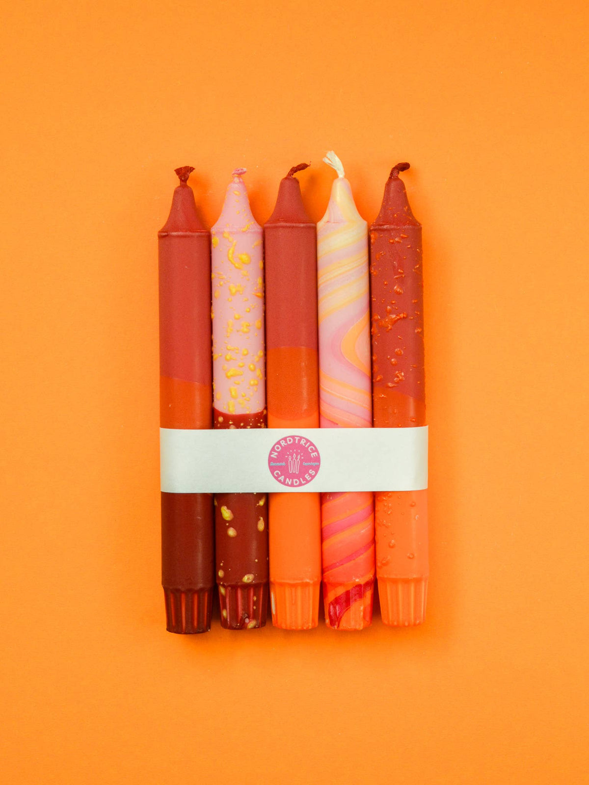 Taper candles- 5 pack/ Taper Candles Autumn Orange Mix