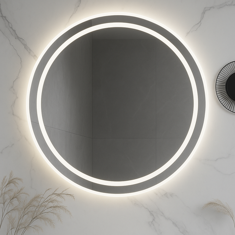 HaloLux Dual-Lit Round LED Vanity Mirror – Backlit + Front Glow | 24–32"