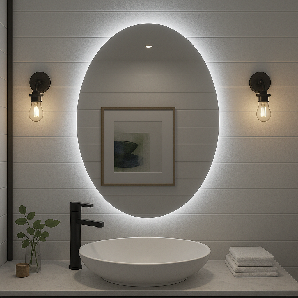 Noir Éclipse Oval Backlit LED Vanity Mirror – Anti-Fog | 24–30" Good Day Building Supply Inc. Mirror art-noise.myshopify.com noir-eclipse-oval-backlit-led-vanity-mirror-anti-fog-24-30