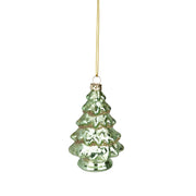 Glass Frosted Green Tree Ornament, 3.5 in