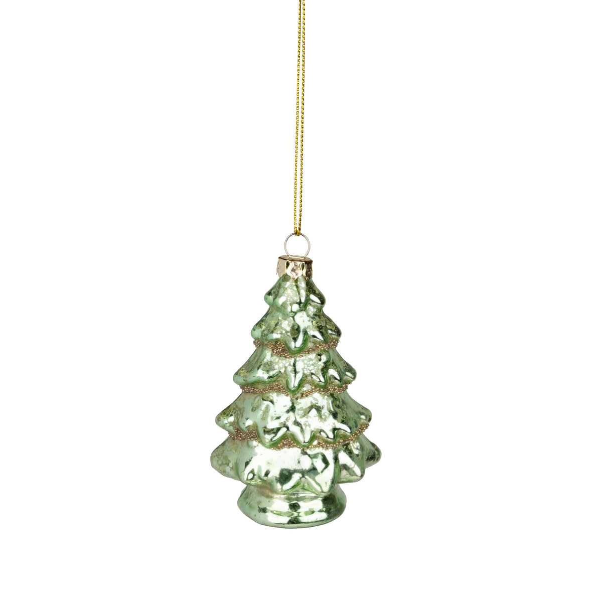 Glass Frosted Green Tree Ornament, 3.5 in