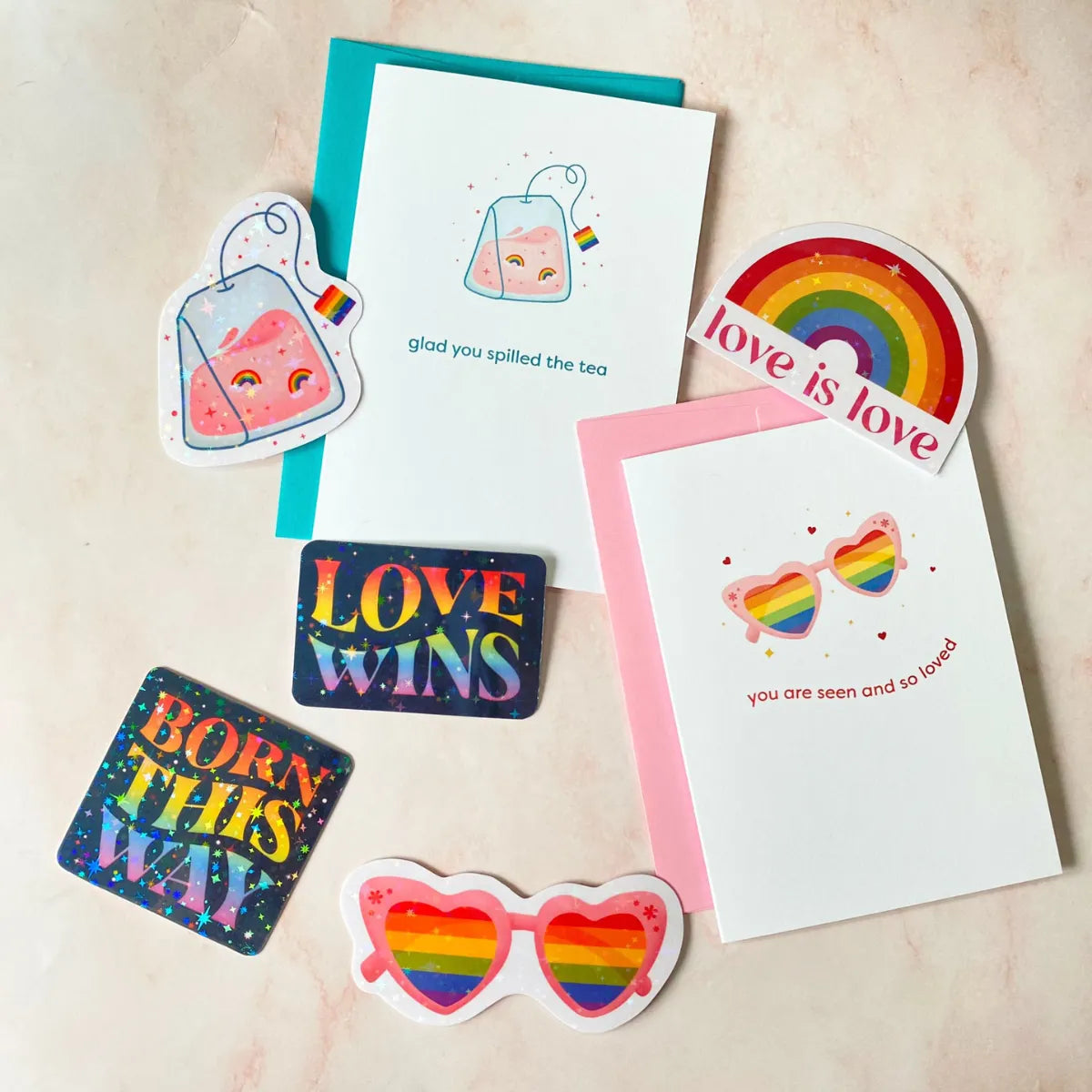 Spill The Tea | Pride Mini Greeting Card Cheeky Peach Designs Cards art-noise.myshopify.com spill-the-tea-pride-mini-greeting-card