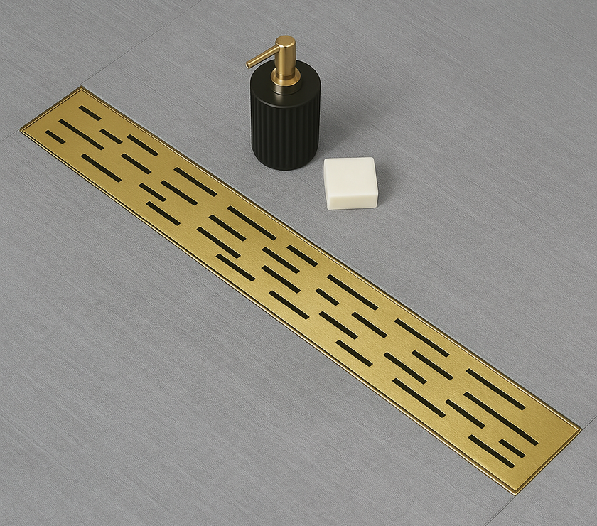 Architect Linear Shower Drain – 32" Linear Shower Drain with Leveling Feet, ABS Base Flange & LESSO Flush Bushing – Tile Insert & Grate Cover(UPC Certified)