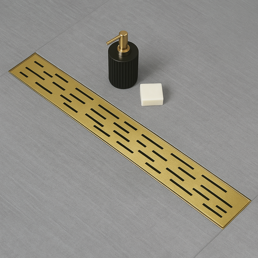 Architect Linear Shower Drain – 32" Linear Shower Drain with Leveling Feet, ABS Base Flange & LESSO Flush Bushing – Tile Insert & Grate Cover(UPC Certified)