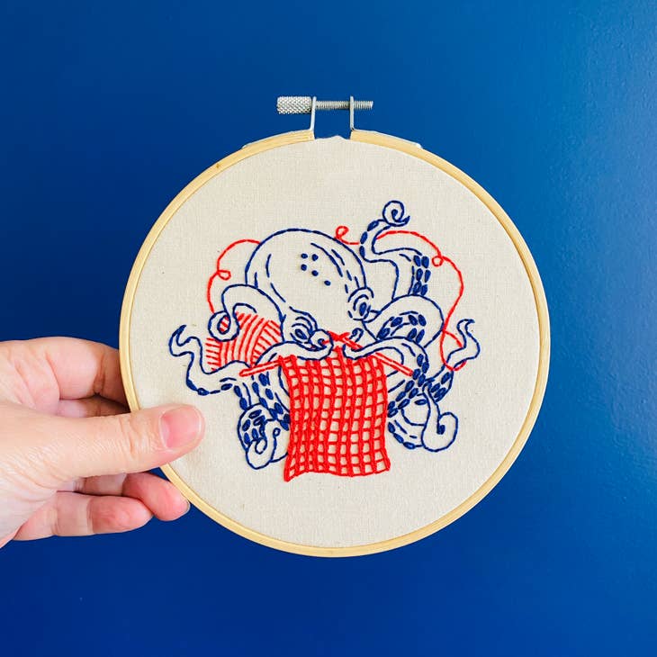 Hook, Line & Tinker - Knitting Octopus Embroidery Kit - Art Noise