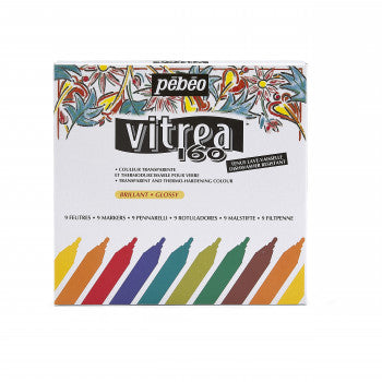 Vitrea 160 - Assorted Glossy Glass Paint Markers, 9-Pack
