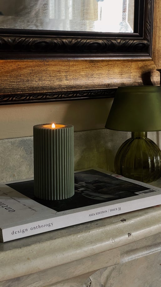 Pinstripe Pillar Eloise and Oliver Decorative Candle art-noise.myshopify.com pinstripe-pillar