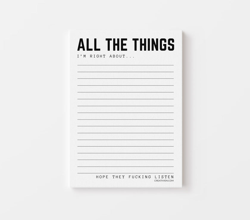 All the things I'm right about notepad