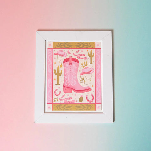  Cowboy Boot Art Print (7"x9") Cheeky Peach Designs Art Print art-noise.myshopify.com cowboy-boot-art-print-7x9