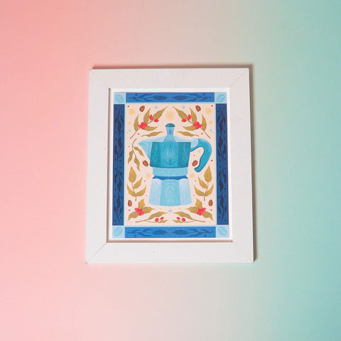 Moka Pot Coffee Art Print (7"x9")