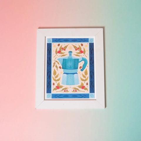  Moka Pot Coffee Art Print (7"x9") Cheeky Peach Designs Art Print art-noise.myshopify.com moka-pot-coffee-art-print-7x9