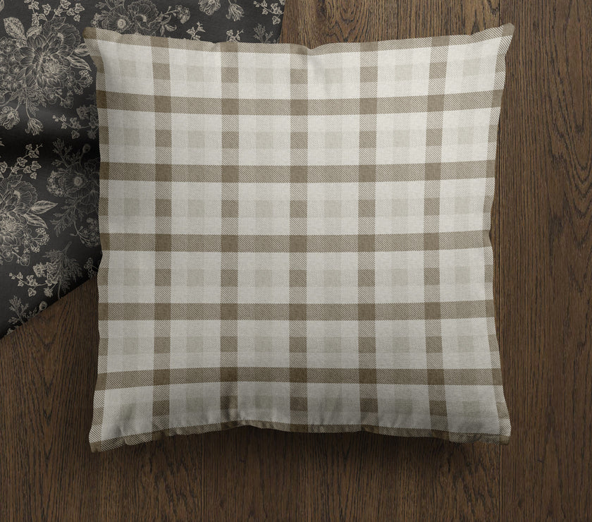 Quinton | Neutral Plaid Pillow Cover