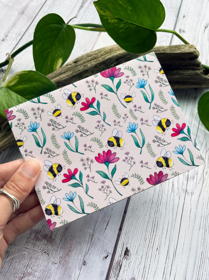 Found & Lost Art Note Card Set - A2 size - Bees and Blossoms - Art Noise