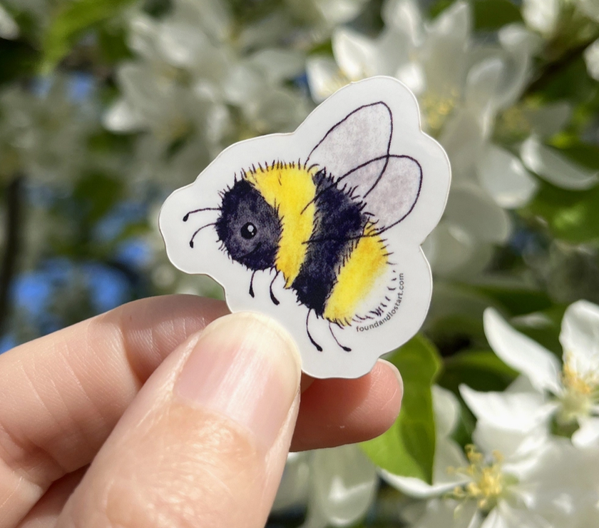 Found & Lost Art Vinyl Sticker 3-pack - Bumblebee and Blossoms - Art Noise