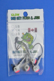  🍁Big Sky Mean Machine 1/4oz Glow Jig Heads 4/pack Stony Tackle Shack Fishing Hooks art-noise.myshopify.com big-sky-mean-machine-1-4oz-glow-jig-heads-4-pack-2