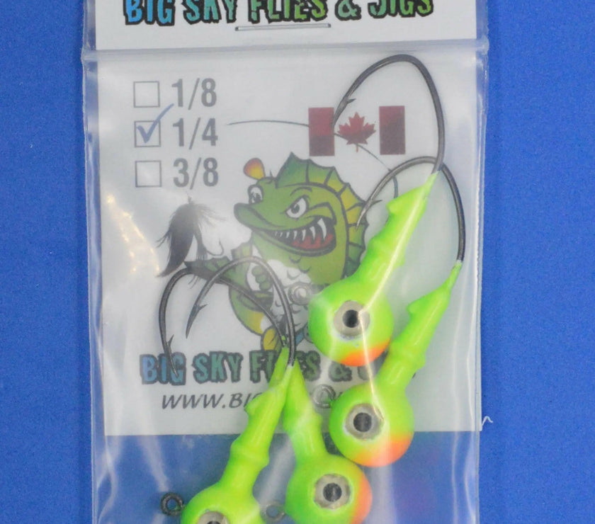 🍁Big Sky Mean Machine 1/4oz Glow Jig Heads 4/pack