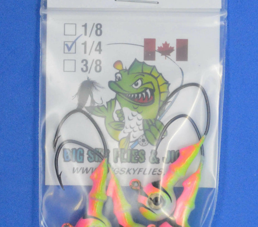 🍁Big Sky Mean Machine 1/4oz Glow Jig Heads 4/pack