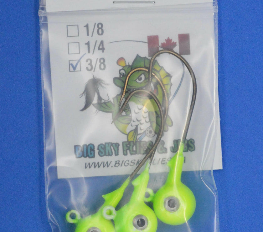 🍁Big Sky Titan 3/8oz Heavy Duty Jig Heads Glow 3/pack