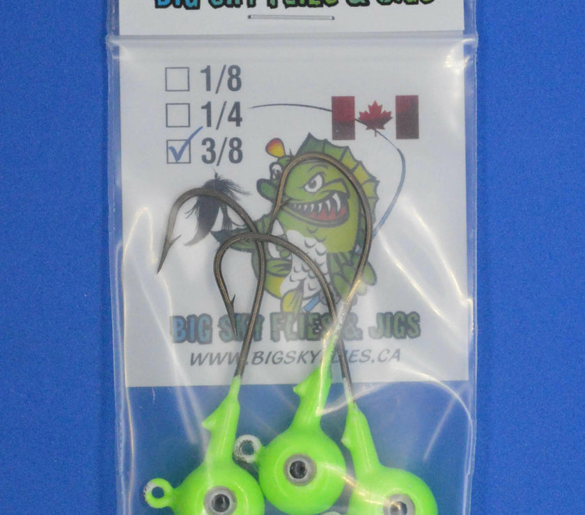 🍁Big Sky Titan 3/8oz Heavy Duty Jig Heads Glow 3/pack