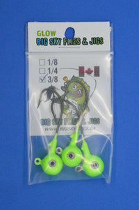 🍁Big Sky Titan 3/8oz Heavy Duty Jig Heads Glow 3/pack