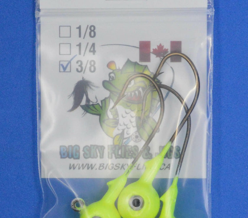 🍁Big Sky Titan 3/8oz Heavy Duty Jig Heads Glow 3/pack
