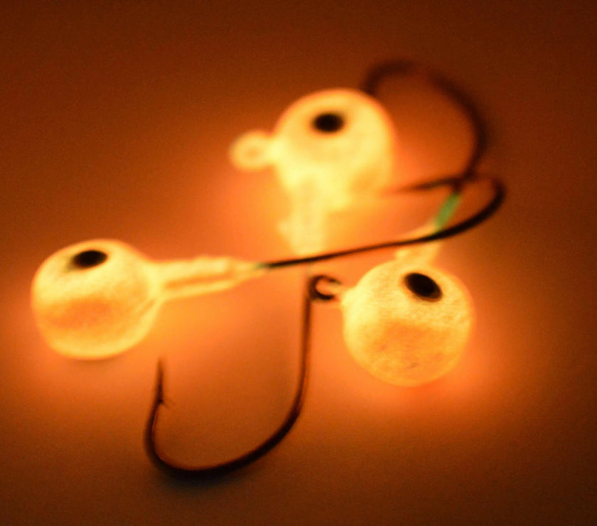 🍁Big Sky Titan 3/8oz Heavy Duty Jig Heads Glow 3/pack