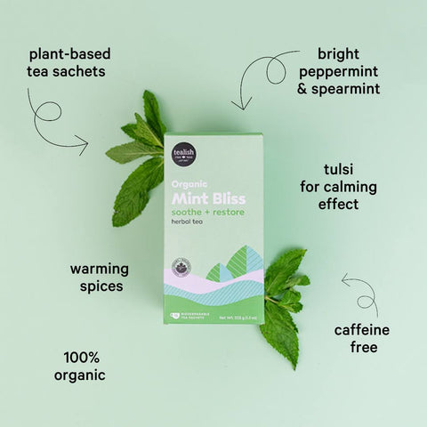 Organic Mint Bliss Sachets Tealish Herbal Tea art-noise.myshopify.com organic-mint-bliss-sachets