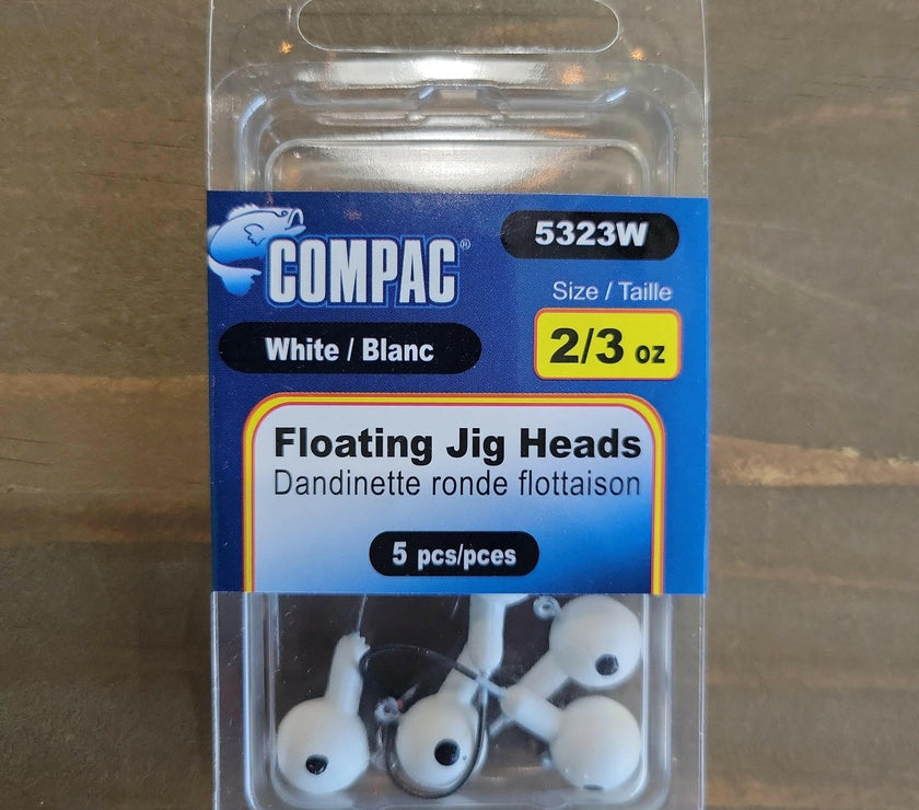 🍁COMPAC Floating Jig Heads White #2 hook 5/pk